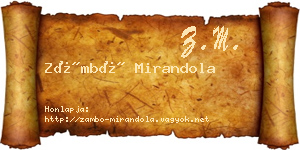 Zámbó Mirandola névjegykártya