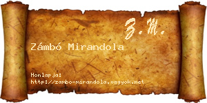 Zámbó Mirandola névjegykártya